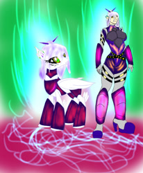Size: 1400x1700 | Tagged: safe, artist:foxgearstudios, oc, oc only, human, pegasus, pony, abstract background, armor, duo, female, humanized, mare, pegasus oc