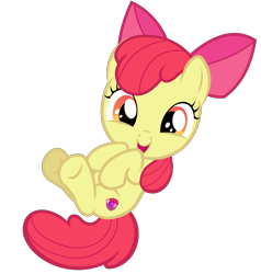 Size: 2000x2100 | Tagged: safe, artist:disneyequestrian2012, apple bloom, earth pony, pony, g4, adorabloom, cute, cutie mark, diabetes, female, filly, happy, high res, looking at you, lying down, on back, open mouth, simple background, smiling, solo, the cmc's cutie marks, transparent background, vector, weapons-grade cute