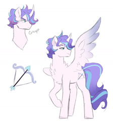 Size: 1280x1426 | Tagged: safe, artist:void-sommar, oc, oc only, oc:prince eros, alicorn, pony, alicorn oc, chest fluff, cutie mark, horn, male, next generation, offspring, parent:princess cadance, parent:shining armor, parents:shiningcadance, simple background, spread wings, white background, wings