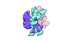 Size: 600x335 | Tagged: safe, artist:zutcha, ocellus, changedling, changeling, bipedal, cheerleader, cheerleader outfit, clothes, cute, diaocelles, female, happy, open mouth, open smile, pom pom, simple background, smiling, solo, white background