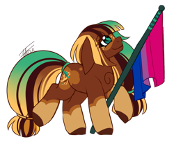Size: 1225x1006 | Tagged: safe, artist:inspiredpixels, oc, oc only, pony, bisexual pride flag, coat markings, hairband, pride, pride flag, signature, simple background, socks (coat markings), solo, tail band, transparent background