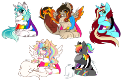 Size: 2893x1936 | Tagged: safe, artist:inspiredpixels, oc, oc only, pegasus, pony, unicorn, commission, pride flag, simple background, sitting, transparent background, ych result