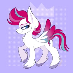 Size: 2000x2000 | Tagged: safe, artist:saveraedae, part of a set, zipp storm, pegasus, pony, g5, adorazipp, chest fluff, concave belly, cute, feathered wings, female, high res, lidded eyes, mare, raised hoof, smiling, solo, spread wings, unshorn fetlocks, wings