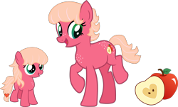 Size: 2590x1562 | Tagged: safe, artist:littlejurnalina, oc, oc only, earth pony, pony, canon x oc, cutie mark, earth pony oc, female, filly, freckles, mare, offspring, parent:big macintosh, parent:unnamed oc, simple background, solo, transparent background
