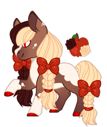 Size: 673x801 | Tagged: safe, artist:lilywolfpie, oc, oc only, oc:aisha rose, earth pony, pony, bow, female, hair bow, mare, offspring, parent:applejack, parent:trouble shoes, parents:troublejack, simple background, solo, tail bow, transparent background