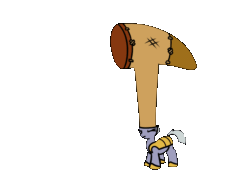 Size: 1200x937 | Tagged: safe, artist:neuro, oc, oc only, earth pony, pony, animated, armor, earth pony oc, ed edd n eddy, eyes closed, female, gif, guardsmare, hammer, hat, hoof shoes, mare, momma's little ed, ponybooru import, royal guard, simple background, solo, the hat of discipline, transparent background