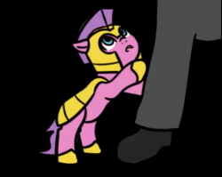 Size: 528x420 | Tagged: safe, alternate version, artist:neuro, oc, oc only, oc:anon, earth pony, human, pony, animated, armor, bipedal, black background, blue eyes, earth pony oc, female, guardsmare, helmet, hoof shoes, mare, open mouth, royal guard, simple background, sound, webm