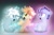 Size: 2048x1346 | Tagged: safe, artist:mochi_nation, oc, oc only, oc:flame egg, oc:galaxy, oc:silver bolt, earth pony, pony, electricity, female, glowing, mare, pulling, sitting, trio