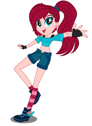 Size: 1448x1978 | Tagged: safe, artist:skyfallfrost, oc, oc only, oc:cherry bloom, equestria girls, g4, clothes, shirt, shorts, simple background, solo, white background