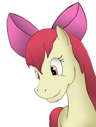 Size: 1080x1427 | Tagged: safe, artist:6organ, apple bloom, earth pony, pony, g4, female, filly, simple background, smiling, solo, white background