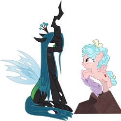 Size: 3010x3000 | Tagged: safe, artist:sollace, derpibooru exclusive, cozy glow, mean twilight sparkle, queen chrysalis, changeling, changeling queen, pegasus, pony, frenemies (episode), g4, season 9, .svg available, cave, duo, female, filly, high res, rock, show accurate, sitting, standing on one leg, twilog, vector