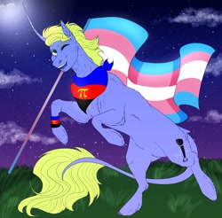 Size: 2479x2437 | Tagged: safe, artist:inisealga, oc, oc only, pony, unicorn, art trade, female, high res, horn, mare, moon, polyamory, pride, pride flag, pride month, transgender pride flag, unicorn oc