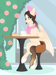Size: 1280x1720 | Tagged: safe, artist:cindystarlight, oc, oc only, oc:cindy, pegasus, pony, beret, clothes, female, hat, mare, scarf, solo