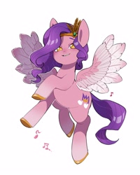 Size: 2000x2500 | Tagged: safe, artist:potetecyu_to, pipp petals, pegasus, pony, g5, adorapipp, cute, female, high res, mare, music notes, simple background, solo, white background