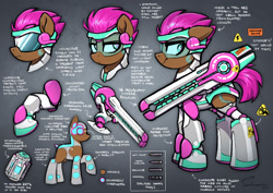 Size: 2000x1412 | Tagged: safe, artist:selenophile, oc, oc only, pony, cybernetic pony, railgun, reference sheet, solo