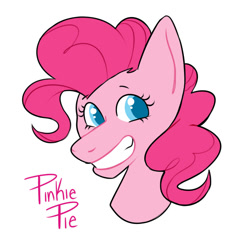 Size: 1000x1000 | Tagged: safe, artist:dymitre, pinkie pie, earth pony, pony, g4, bust, eyelashes, female, grin, mare, simple background, smiling, solo, white background