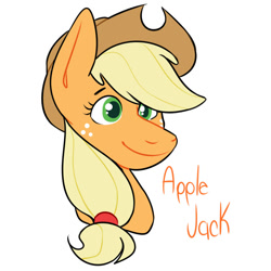 Size: 1000x1000 | Tagged: safe, artist:dymitre, applejack, earth pony, pony, g4, bust, eyelashes, female, freckles, hat, mare, simple background, smiling, solo, white background