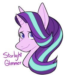Size: 1000x1000 | Tagged: safe, artist:dymitre, starlight glimmer, pony, unicorn, g4, bust, eyelashes, female, mare, simple background, smiling, solo, white background
