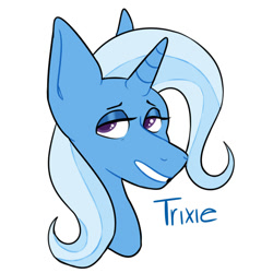 Size: 1000x1000 | Tagged: safe, artist:dymitre, trixie, pony, unicorn, g4, bust, female, grin, mare, simple background, smiling, solo, white background