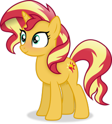 Size: 3614x3987 | Tagged: safe, artist:anime-equestria, sunset shimmer, pony, unicorn, g4, blushing, cute, female, high res, horn, mare, shimmerbetes, simple background, smiling, solo, transparent background, vector
