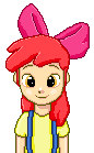 Size: 86x139 | Tagged: artist needed, safe, apple bloom, human, g4, adorabloom, animated, blinking, cute, gif, humanized, loop, pixel art, simple background, smiling, solo, transparent background