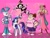 Size: 2048x1536 | Tagged: safe, artist:soaptears, rarity, human, pony, robot, unicorn, anthro, g4, animaniacs, anthro with ponies, clothes, crossover, dot warner, dress, eyelashes, female, gravity falls, grenda grendinator, grin, horn, jenny wakeman, male, mare, my life as a teenage robot, one eye closed, paws, peace sign, smiling, underpaw, wink