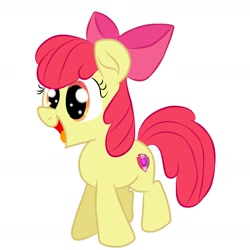 Size: 1414x1414 | Tagged: safe, artist:swivelstarsong, apple bloom, earth pony, pony, g4, adorabloom, cute, female, filly, happy, open mouth, open smile, simple background, smiling, solo, white background
