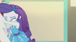 Size: 3410x1920 | Tagged: safe, screencap, rarity, equestria girls, g4, my little pony equestria girls: better together, the other side, eyes closed, female, geode of shielding, hairpin, magical geodes, rarity peplum dress, solo