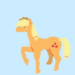 Size: 500x500 | Tagged: safe, artist:askpinkiepieandfriends, part of a set, applejack, earth pony, pony, g4, blue background, female, mare, raised hoof, simple background, solo