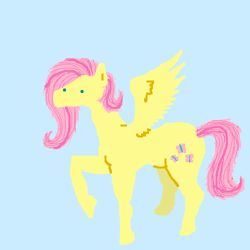 Size: 500x500 | Tagged: safe, artist:askpinkiepieandfriends, part of a set, fluttershy, pegasus, pony, g4, blue background, female, mare, raised hoof, simple background, solo