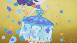 Size: 3410x1920 | Tagged: safe, screencap, rarity, pony, equestria girls, g4, my little pony equestria girls: better together, the other side, carousel dress, clothes, female, mirror, skirt, smiling, solo