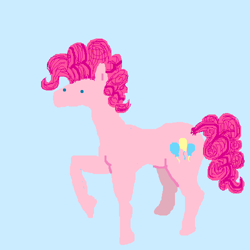 Size: 500x500 | Tagged: safe, artist:askpinkiepieandfriends, part of a set, pinkie pie, earth pony, pony, g4, blue background, female, mare, raised hoof, simple background, solo
