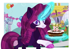 Size: 3164x2172 | Tagged: safe, artist:interstellar-quartz, oc, oc only, oc:interstellar quartz, pony, unicorn, cake, female, food, high res, magic, mare, solo