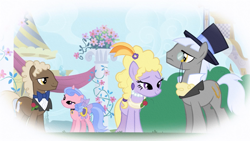 Size: 1920x1080 | Tagged: safe, screencap, caesar, count caesar, lyrica lilac, royal ribbon, sealed scroll, earth pony, pony, unicorn, g4, season 1, the ticket master, female, male, mare, stallion