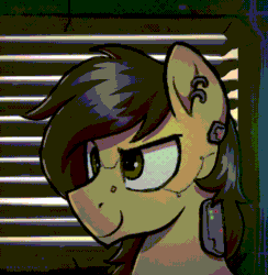 Size: 728x746 | Tagged: safe, artist:selenophile, oc, oc only, oc:crisom chin, pony, animated, cyberpunk, gif, solo