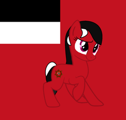 Size: 1088x1036 | Tagged: safe, artist:angelovalouva, pony, georgia (country), georgian democratic republic, nation ponies, ponified, ponified flag, raised hoof, smiling, solo