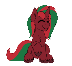 Size: 1200x1096 | Tagged: safe, artist:sevenserenity, oc, oc only, oc:ambrosia firehoof, pony, ^^, animated, chest fluff, clapping, ear fluff, eyes closed, gif, head banging, simple background, smiling, solo, stomping, transparent background, unshorn fetlocks