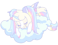 Size: 1300x1000 | Tagged: safe, artist:lavvythejackalope, oc, oc only, alicorn, pony, alicorn oc, cloud, colored hooves, commission, eyes closed, horn, on a cloud, simple background, sleeping, solo, transparent background, wings, ych result