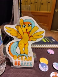 Size: 3076x4096 | Tagged: safe, artist:taurson, oc, oc only, oc:ocean breeze, pegasus, pony, everfree northwest, bipedal, everfree northwest 2021, photo, solo, spread wings, traditional art, wings