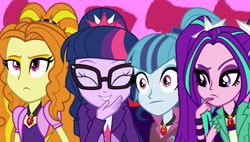 Size: 4500x2550 | Tagged: safe, artist:bigpurplemuppet99, adagio dazzle, aria blaze, sci-twi, sonata dusk, twilight sparkle, equestria girls, g4, my little pony equestria girls: rainbow rocks, the dazzlings