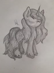 Size: 1548x2064 | Tagged: safe, izzy moonbow, pony, unicorn, g5, monochrome, pencil drawing, solo, traditional art