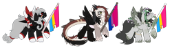 Size: 4000x1132 | Tagged: safe, artist:inspiredpixels, oc, oc only, original species, pony, bisexual pride flag, floppy ears, freckles, pansexual pride flag, pride, pride flag, simple background, spread wings, transparent background, unshorn fetlocks, wings