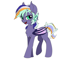 Size: 4114x3105 | Tagged: safe, artist:ktk's sky, oc, oc only, oc:autumn wind, bat pony, pony, bat pony oc, bat wings, chest fluff, female, mare, simple background, solo, standing, teeth, white background, wings