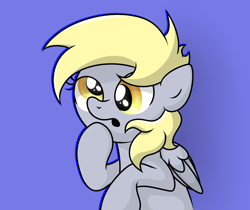Size: 1980x1663 | Tagged: safe, artist:background basset, derpy hooves, pegasus, pony, g4, blue background, bust, simple background, solo