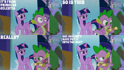 Size: 1280x720 | Tagged: safe, edit, edited screencap, editor:quoterific, screencap, spike, twilight sparkle, alicorn, dragon, pony, g4, my little pony: friendship is magic, season 9, the point of no return, duo, female, male, mare, open mouth, school of friendship, smiling, twilight sparkle (alicorn), winged spike, wings