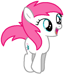 Size: 363x423 | Tagged: safe, artist:kammythepanic, truly, earth pony, pony, g1, g4, female, filly, g1 to g4, generation leap, jumping, open mouth, open smile, simple background, smiling, solo, white background