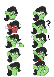 Size: 2550x3651 | Tagged: safe, artist:sparkfler85, oc, oc only, oc:filly anon, earth pony, pony, angry, bags under eyes, blushing, clothes, coffee, coffee mug, cross-popping veins, crying, ear piercing, earring, expressionless face, expressions, facial expressions, fancy, female, filly, happy, high res, jewelry, lipstick, makeup, mare, mug, pendant, piercing, sad, scared, silly face, simple background, surprised, thinking, tired, transparent background