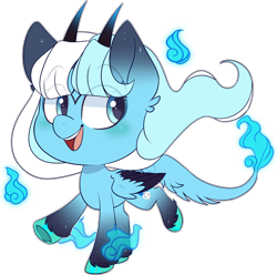Size: 2618x2598 | Tagged: safe, artist:jetjetj, oc, oc only, oc:willow wisp, pegasus, pony, chibi, female, high res, horns, mare, simple background, solo, transparent background, two toned wings, wings