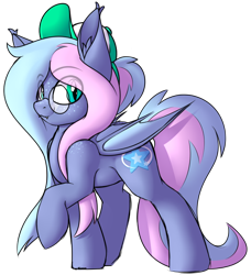 Size: 728x798 | Tagged: safe, artist:notetaker, oc, oc only, oc:sleepystar, bat pony, pony, baseball cap, cap, cutie mark, fangs, glasses, hat, male, simple background, solo, transparent background