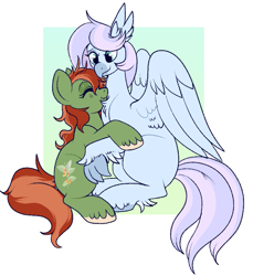 Size: 761x832 | Tagged: safe, artist:lulubell, oc, oc only, oc:esther wake, oc:withania nightshade, earth pony, hippogriff, pony, earth pony oc, hippogriff oc, hug